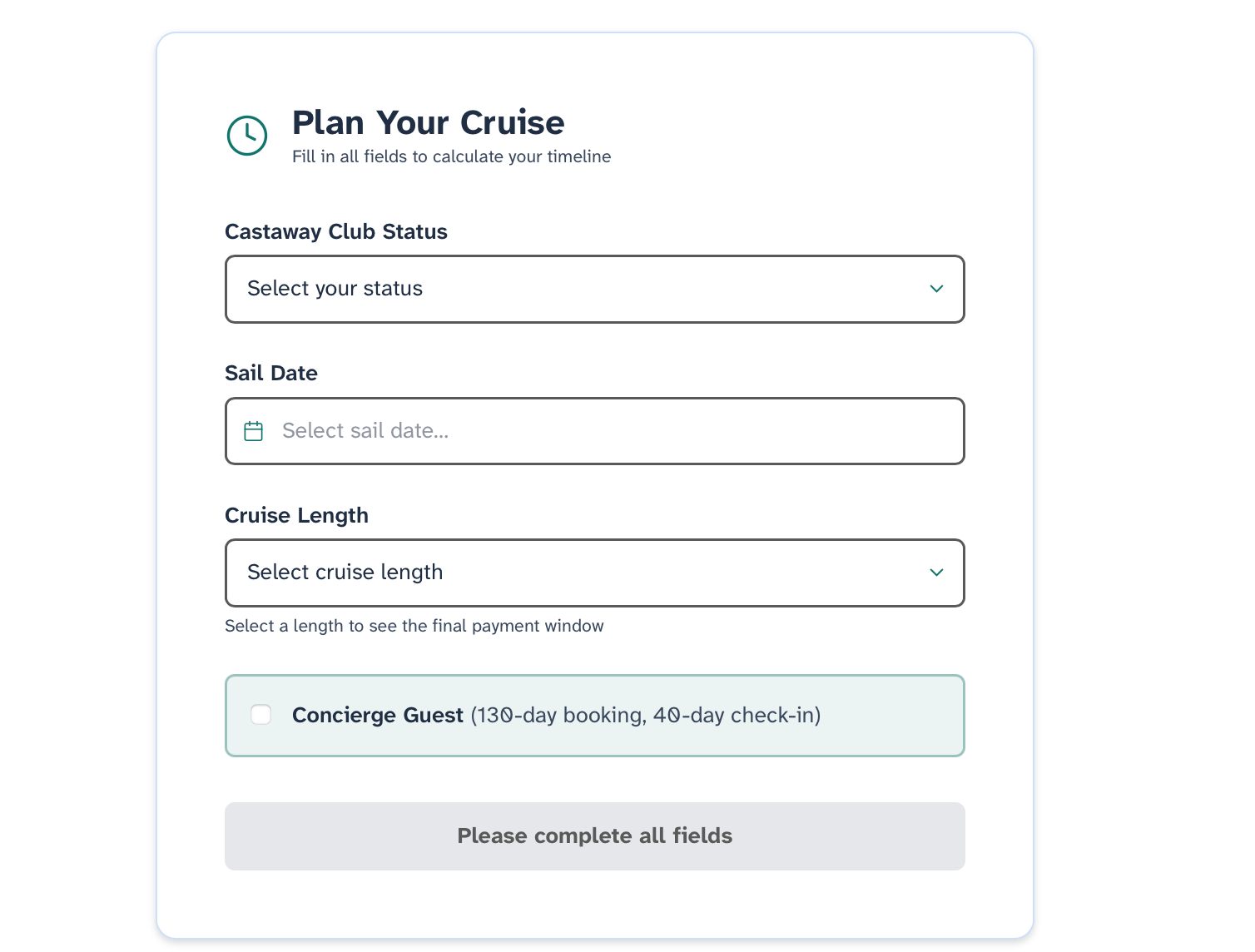 Disney Cruise Timeline Calculator